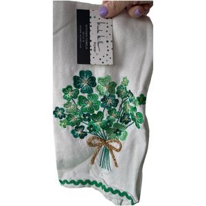 Nicole Miller Home Set Of 3 Kitchen Towels Clovers 20''x28'' Brand New